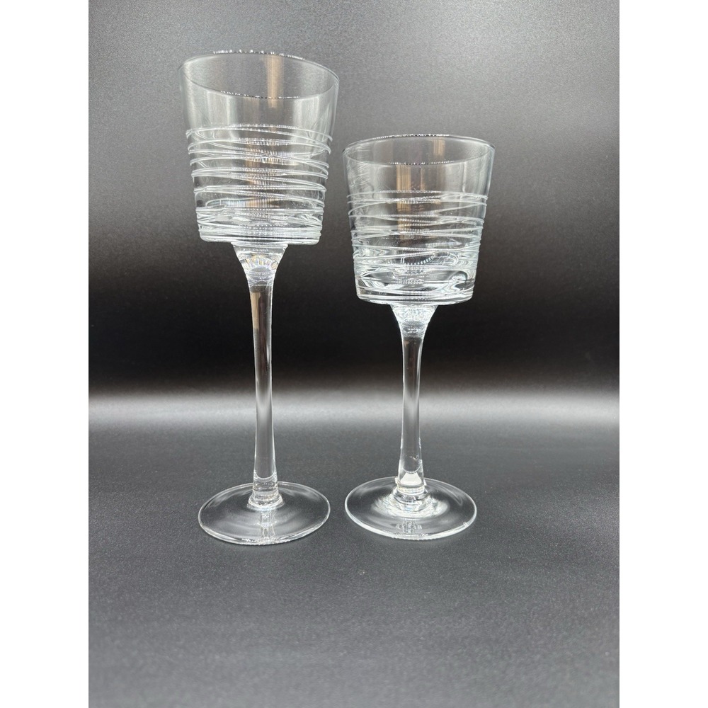 PartyLite Crystal Set Stemmed Glass Votive Tealight Holders P90597